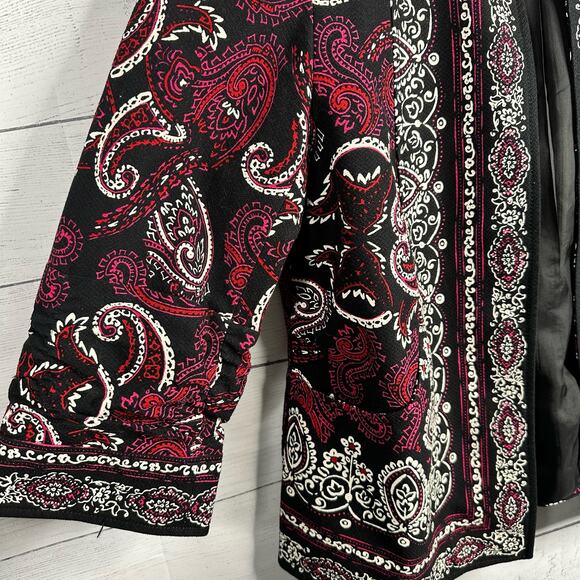 Coldwater Creek Womens size 14 3/4 Sleeve Paisley Flourish Open Front Jacket - Picture 9 of 13